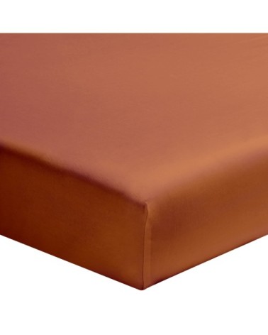 Drap housse uni en coton terracotta 80x200