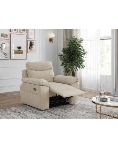 Fauteuil de relaxation électrique en tissu texturé 3d - beige