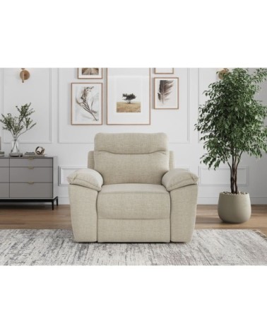 Fauteuil de relaxation électrique en tissu texturé 3d - beige