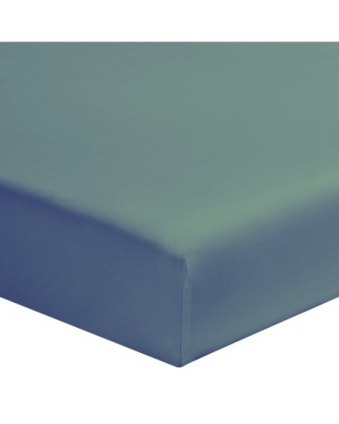 Drap housse uni en coton vert de gris 160x200