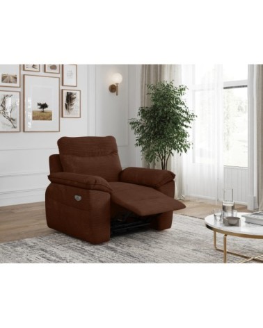 Fauteuil de relaxation électrique en velours côtelé marron