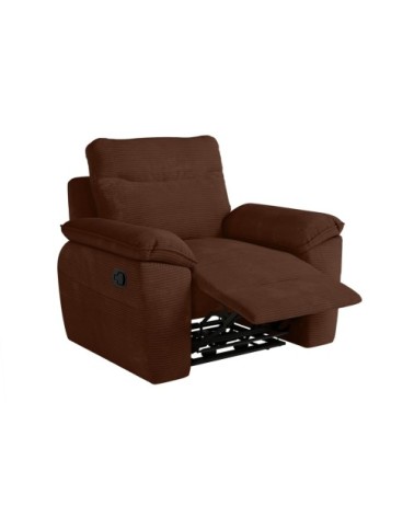 Fauteuil de relaxation manuel en velours côtelé marron