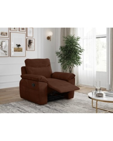 Fauteuil de relaxation manuel en velours côtelé marron