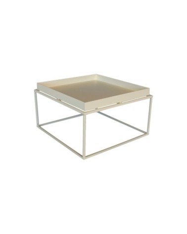 Table basse minimaliste en métal crème