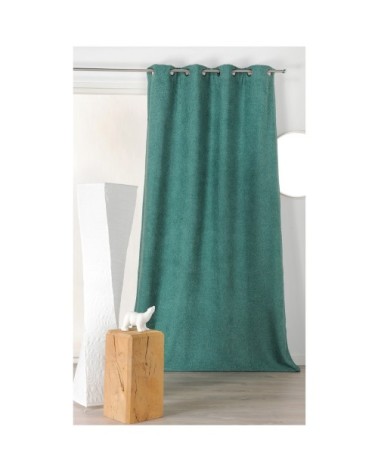 Rideau obscurcissant aspect laine chinée polyester vert sapin 250x140