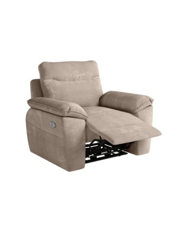 Fauteuil de relaxation électrique en velours côtelé taupe