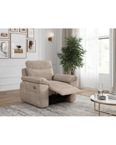 Fauteuil de relaxation électrique en velours côtelé taupe