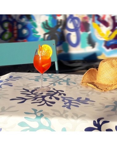 Nappe enduite rectangle 160 x 200 cm bleu