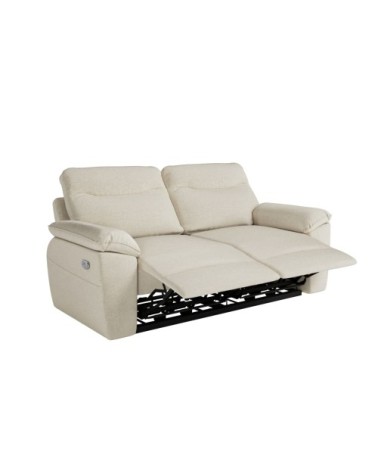Canapé de relaxation électrique 3 places en tissu - beige