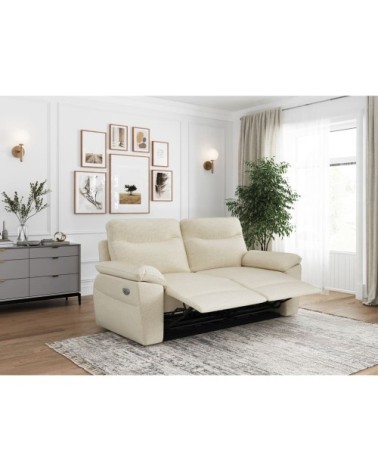 Canapé de relaxation électrique 3 places en tissu - beige