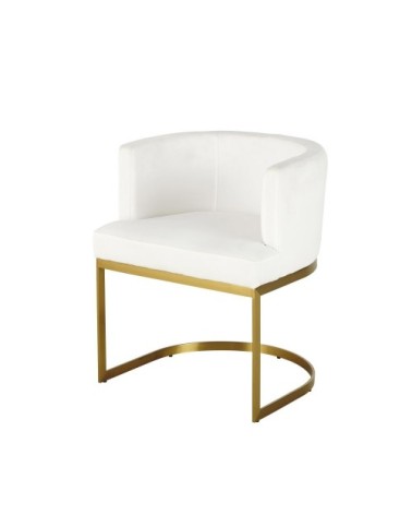 Fauteuil vintage en velours blanc