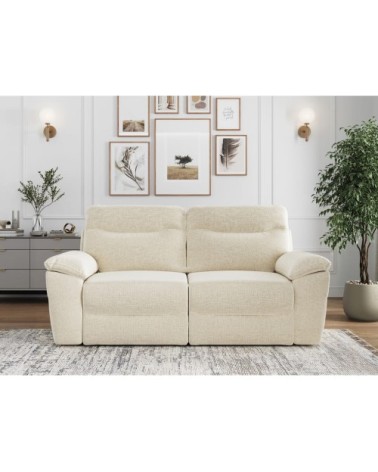 Canapé de relaxation électrique 3 places en tissu - beige
