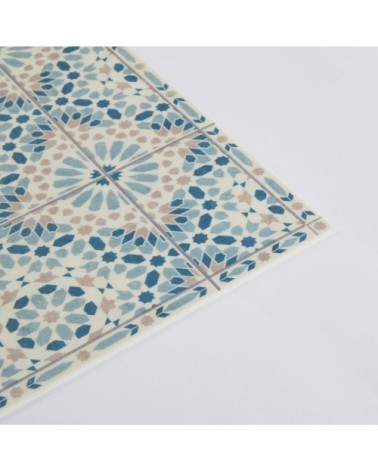 Tapis en vinyle imprimé mosaïque vert, bleu et rose 50x80