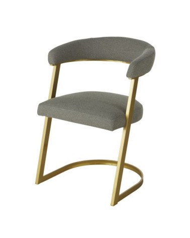Fauteuil à dîner gris chiné et métal doré
