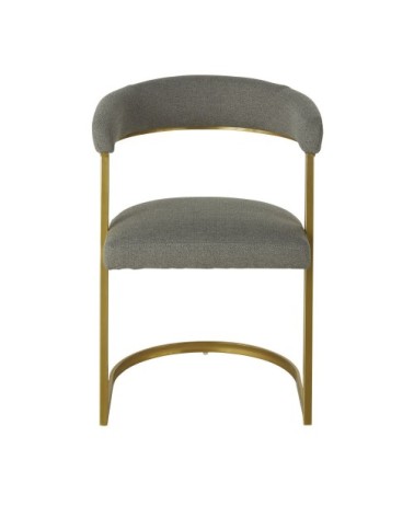 Fauteuil à dîner gris chiné et métal doré