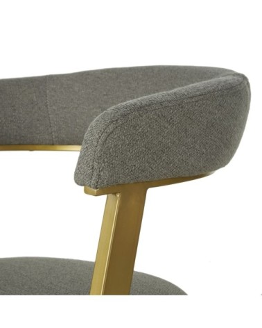 Fauteuil à dîner gris chiné et métal doré