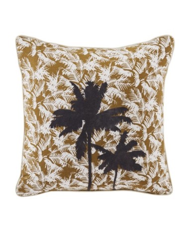 Coussin imprimé palmiers marron, noirs et beiges 45x45