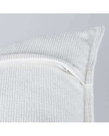Coussin en polyester recyclé chenillé blanc 45x45