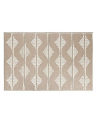 Tapis réversible motifs triangles taupe et écrus 180x270