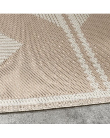 Tapis réversible motifs triangles taupe et écrus 180x270