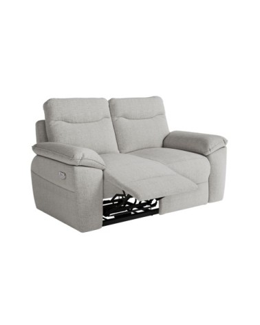 Canapé de relaxation électrique 2 places tissu texturé 3d - gris clair