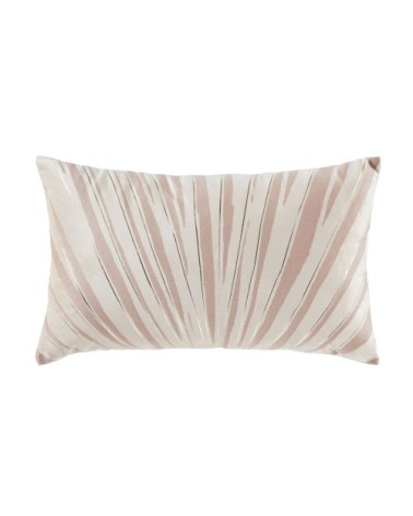 Coussin en velours imprimé écru et vieux rose 30x50