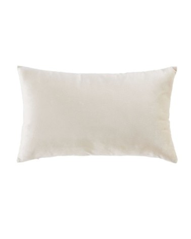 Coussin en velours imprimé écru et vieux rose 30x50