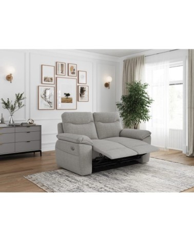 Canapé de relaxation électrique 2 places tissu texturé 3d - gris clair