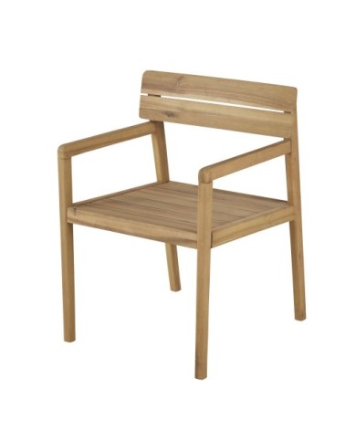 Fauteuil à dîner de jardin en bois d'acacia massif