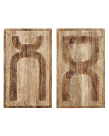Ensemble de 2 panneaux en bois de manguier sculpté