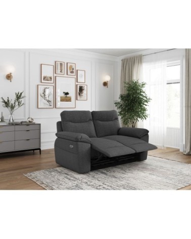 Canapé de relaxation électrique 2 places tissu texturé 3d - gris foncé