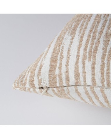 Coussin réversible en polyester recyclé tissé jacquard écru et beige 45x45