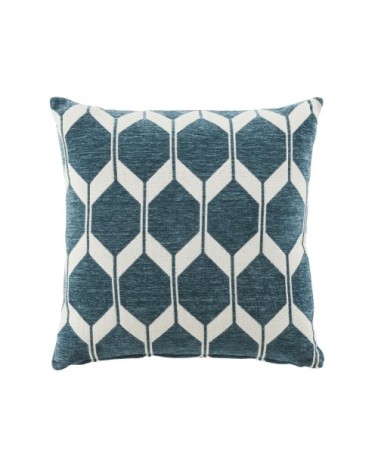 Coussin tissé jacquard chenillé blanc et vert 45x45