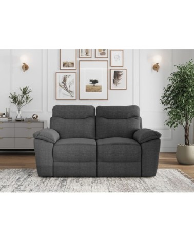 Canapé de relaxation électrique 2 places tissu texturé 3d - gris foncé