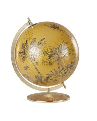 Globe terrestre carte du monde doré et jaune moutarde