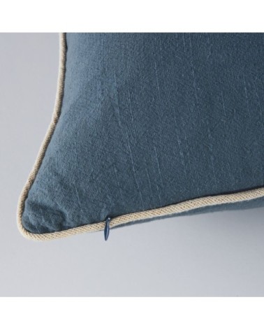 Coussin en coton bleu marine et lurex doré 40x60