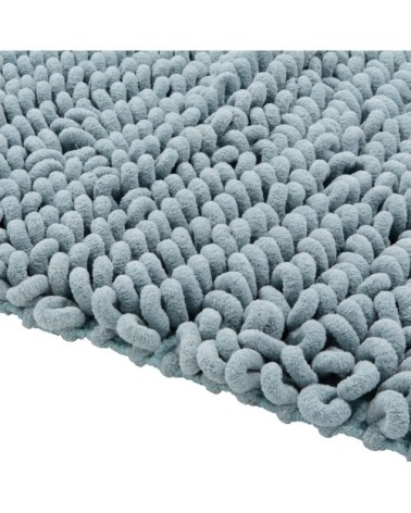Tapis en coton et polyester recyclé à bouclettes bleues 60x90