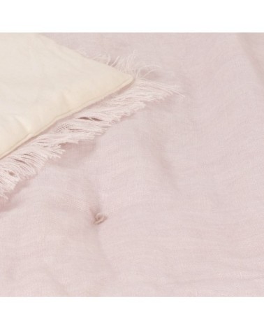 Boutis en lin et coton violet à franges 100x200