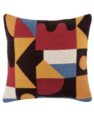 Housse de coussin en coton tissé motifs géométriques 40x40