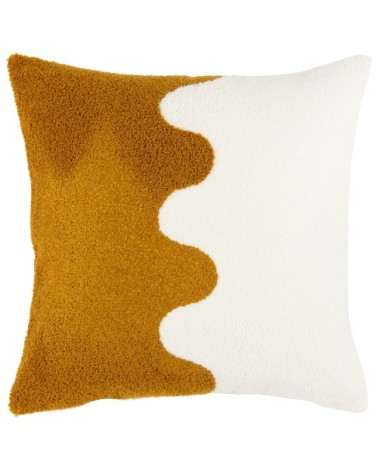 Housse de coussin tuftée écrue et ocre 40x40