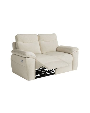 Canapé de relaxation électrique 2 places en tissu - beige