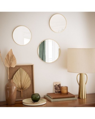 Miroirs rond en métal doré (x3) D28