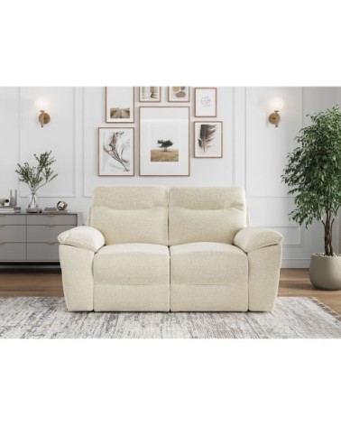 Canapé de relaxation électrique 2 places en tissu - beige
