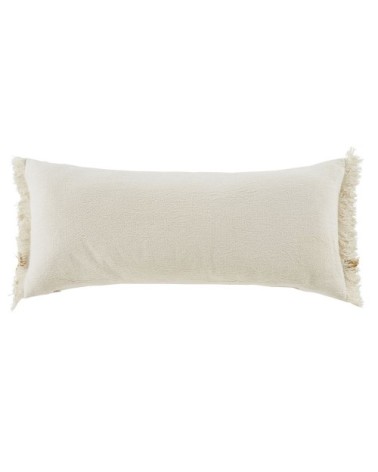 Coussin en coton imprimé écru, marron et noir 30x70