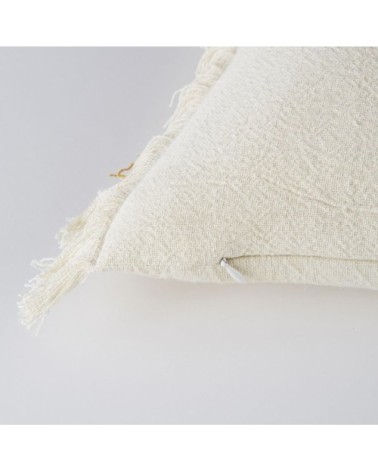 Coussin en coton imprimé écru, marron et noir 30x70