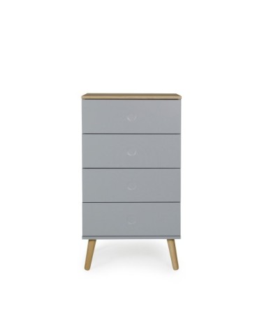 Petit meuble de rangement en bois 4 tiroirs H98cm gris clair