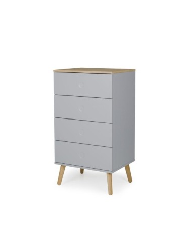 Petit meuble de rangement en bois 4 tiroirs H98cm gris clair