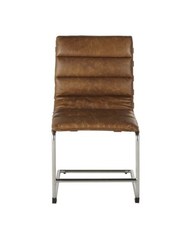 Chaise en cuir de vachette matelassé marron