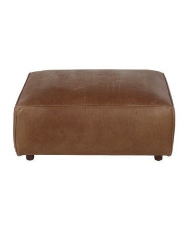 Pouf en cuir marron