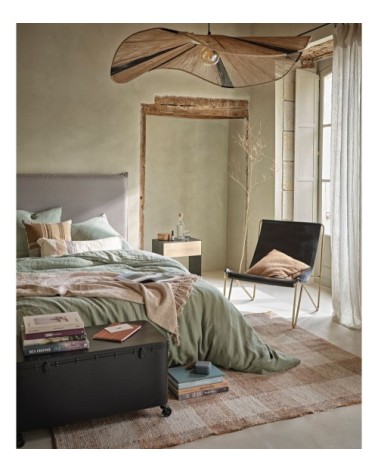 Tapis en jute et coton motifs à carreaux marron caramel et blancs 160x210